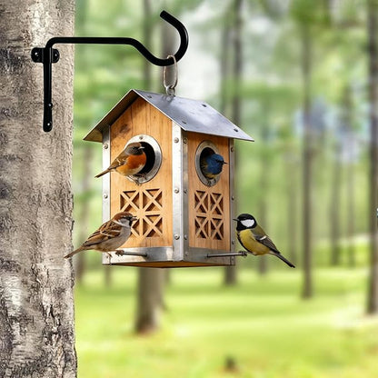 2 Pack Metal Plant Hanger for Wall, Decorative Plant Hooks for Hanging Plants, Indoor Outdoor Wall Plant Holder for Hanging Planters, Bird Feeders Home Decor (Black, 6 in-Straight Hook)