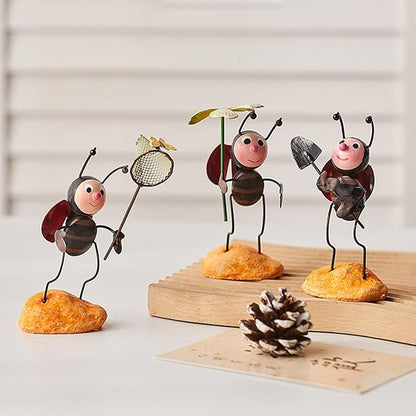 Metal Ant Garden Decor Sculpture Metal Garden Decor for Outside,Garden Sculpture Cute Ant Garden Statue for Backyard,Patio,Tree,Lawn (Yellow, 6PCS)