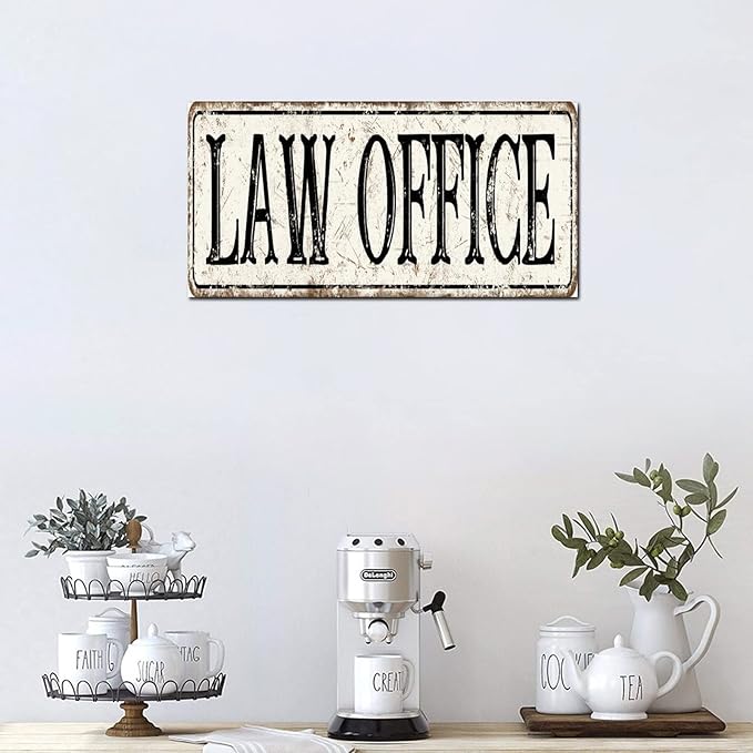 Madcolitote Personalized Law Office Street Sign Vintage Law Office Wood Signs Farmhouse Wall Art Rustic Wall Decorations for Living Room Home Decor for Home Man Cave 6x12in