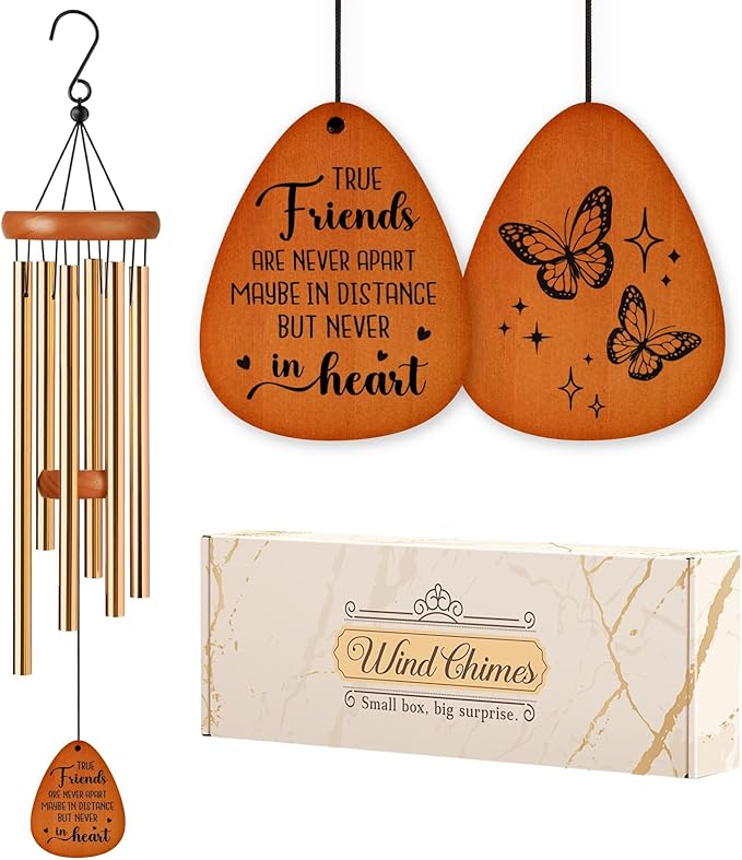 Aurahouse Friendship Gifts for Women, Long Distance Best Friend Wind Chimes, Bestie Gifts for Best Friend Woman Men, Best Friend Birthday Gift for Women, Friendsgiving for Friends