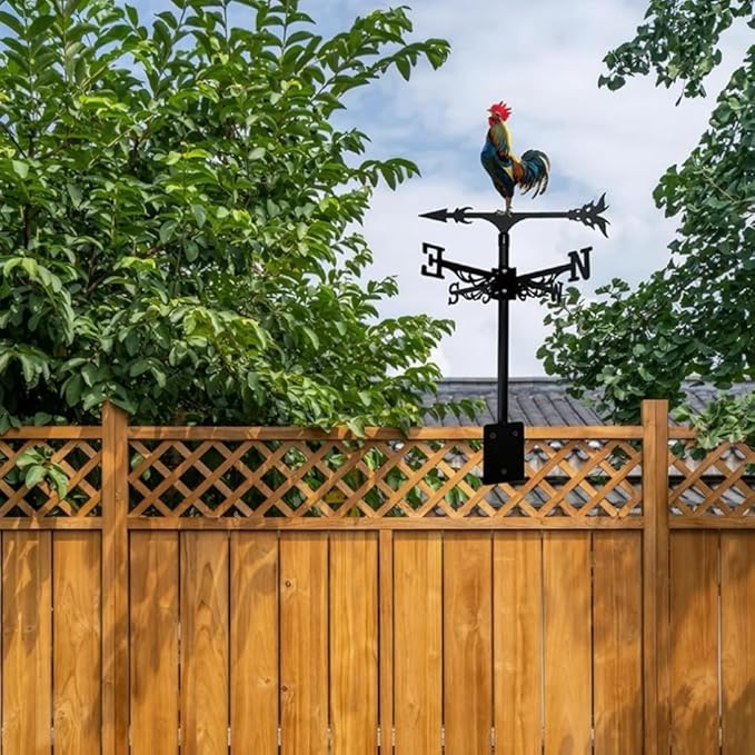 Colorful Rooster Weather Vane Spinner Wind Direction Farm Scene Stake Metal Outdoor Peacock Weathervane Ornament for Garden Yard Decoration (Peacock E)
