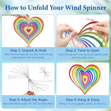 Wazzio Love Heart Wind Spinners Outdoor, Hanging Wind Spinners for Birthday Christmas Valentines Day, 12 inch Outdoor Indoor Hanging Ornament for Garden Porch Backyard Lawn