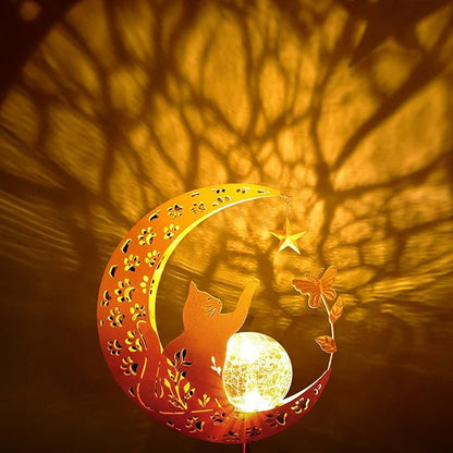 ZNYCYE Solar Lights Outdoor Decorative Moon Cat Butterfly Solar Stake Lights Birthday Mothers Day Gifts for Mom Women Grandma, Garden Decor Waterproof for Walkway, Yard, Lawn, Patio (Warm White)
