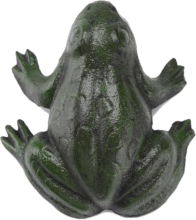 BRASSTAR Cast Iron Simulation Green Frog Statue Paperweight Lawn Garden Home Office Desk Figurine Decor TQGJPT540