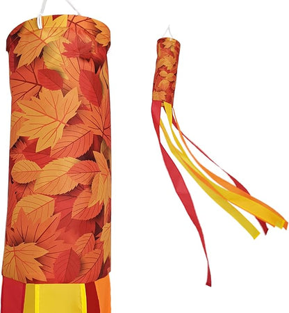 Madrona Brands Fall Leaves Windsock | Durable Outdoor Hanging Wind Decoration | Patio, Porch, Yard | 48 Inch