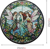 Flower Fairies Stained Glass Window Hanging, Flower Fairy in Wonderland Sun Catcher Spring Summer Garden Decor Gift for Girls, Mom, Grandma (C, 8"/20cm)