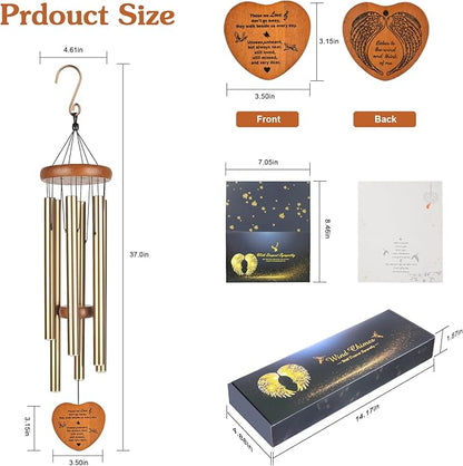 Memorial Wind Chimes, 37" Large Outdoor Wind Chimes for Loss of Loved One, Meaningful Sympathy Gifts in Memory of Father, Mother or a Loved One