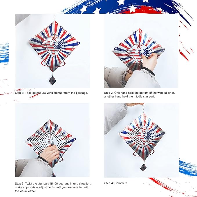 American Eagle Flag Metal Wind Spinners Outdoor, Stainless Steel Wind Sculptures Spinner Hanging Garden Decoration, United States Flag Craft Spinner Patio Decor Yard Ornaments Art Gift