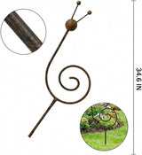 Rustic Metal Snail Garden Stakes Set of 2, 34.6" Outdoor Yard Art, Farmhouse Lawn Decor, Whimsical Iron Spiral Sculpture for Garden, Patio, Flower Bed Decoration