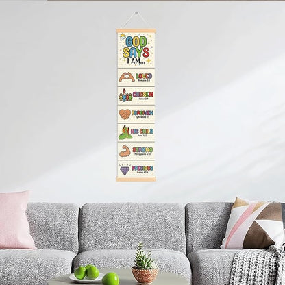 Identity in Christ Banner, Church Banner, Christian Rustic Hanging Door Flag, Farmhouse Decorations Outdoor Indoor, Church Activity Decor, Bible Lesson, Scripture and Words Decorations