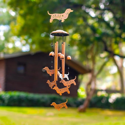 Dachshund Dog Wind Chimes Outdoor Weiner Dog Gifts for Women Men Mom Dad Best Birthday Unique Gardening Gifts Metal WindChimes for Outside/Indoors, Lawn, Patio, Home, Yard Decor, Garden Decorations