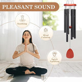 Large Aluminium Wind Chimes Soothing Melodic Classic Black Wind Chime 37" to Create a Zen Atmosphere. Sympathy/Memorial Gift, Indoor Outdoor Garden Patio Decoration