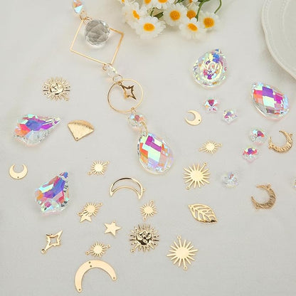 DIY Suncatchers, 400 pcs Sun Catchers Making Supplies Kit Art and Crafts for Adults Prism Hanging Decorative Suncatcher with Crystals Rainbow Maker for Indoor Windows Office Home Decor