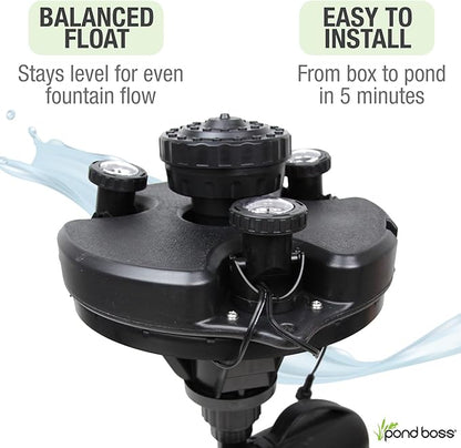 Pond Boss DFTN12003L Floating Fountain With Lights, 50 Foot Power Cord, 1/4 hp