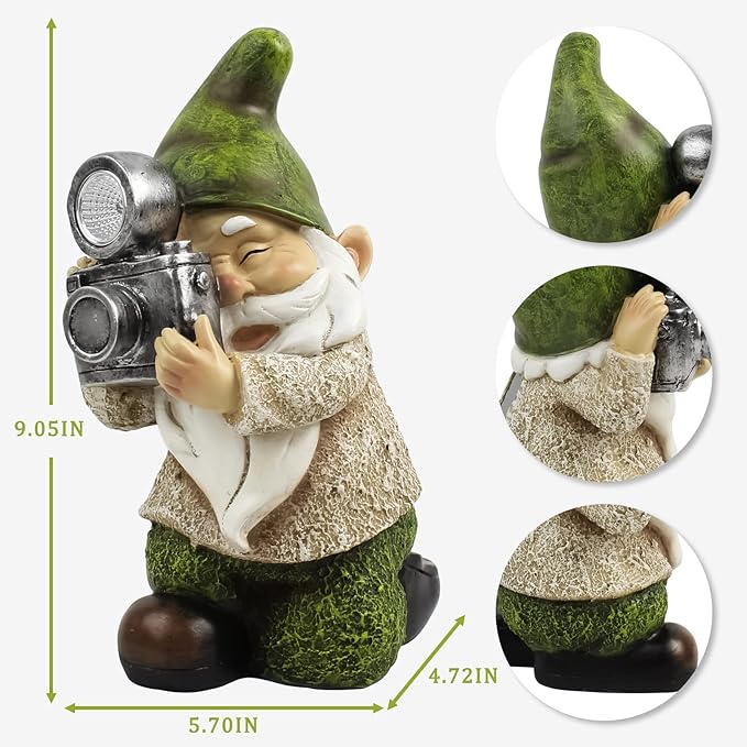 Garden Gnomes Decorations for Yard - Garden Gnome Solar Statue Funny Outdoor Decor for Yard,Patio,Lawn,Unique Housewarming Gifts