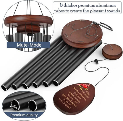 Memorial Wind Chimes for Outside, Sympathy Cardinal Wind Chimes for Loss of Loved One,in Memory of a Loved One Like Mother & Father,Cardinal & Sympathy Gifts Basket for Bereavement,Condolence,Funeral