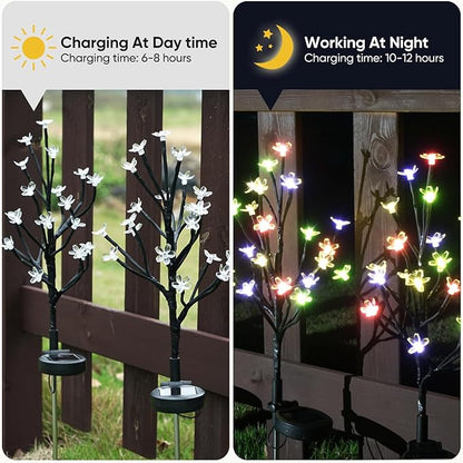 Solar Garden Lights Waterproof, Solar Lights Outdoor Decorative 8Pack,160Led Solar Powered Flowers Garden Decor,Fairy Light for Yard,Pathway,Outside Decorations,Gardening Gifts for Women Mom