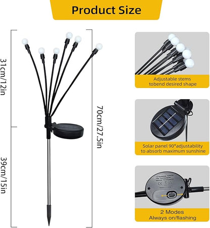 4 Pack Solar Garden Lights Outdoor, 24 LED Firefly Light, Solar Fairy Lights for Outside Waterproof, 2 Modes, Fairy Lightss for Garden Pathway & Patio Decor