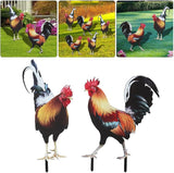 Bad Piggies Acrylic Rooster Yard Chicken Outdoor Garden Stakes Animal Chicken Statues Yard Art Rooster Garden Decor for Pathway Patio Lawn Ornament, Rooster Stakes - Flat Not 3D (2 PCS, Pattern A)