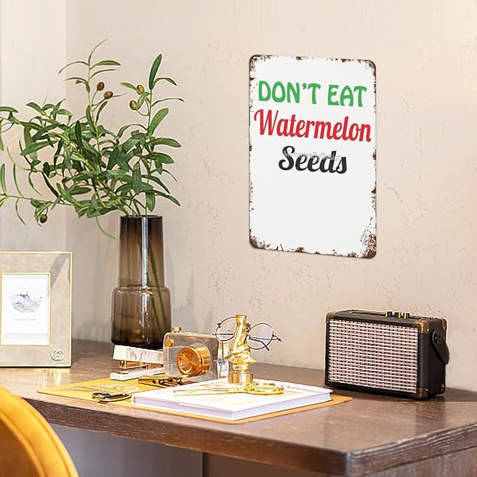 Vintage Tin Metal Sign Don t Eat Watermelon Seeds Maternity Graphic Fitted 2 8x12 Inches Retro Wall Decor for Home,Garden,Patio,Office,Kitchen,Bathroom,Funny Quotes & Motivational Decorations