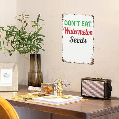 Vintage Tin Metal Sign Don t Eat Watermelon Seeds Maternity Graphic Fitted 2 8x12 Inches Retro Wall Decor for Home,Garden,Patio,Office,Kitchen,Bathroom,Funny Quotes & Motivational Decorations