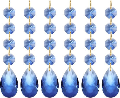 PATIKIL Teardrop Crystal Chandelier Pendants Beads, 6 Pack 120mm Length 38mm Chandelier Prisms Parts Ornaments Hanging Beads for DIY Arts Crafts Decoration, Light Blue