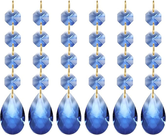 PATIKIL Teardrop Crystal Chandelier Pendants Beads, 6 Pack 120mm Length 38mm Chandelier Prisms Parts Ornaments Hanging Beads for DIY Arts Crafts Decoration, Light Blue