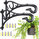 KABB Plant Hanging Bracket, Hand Forged Heavy Duty Black Iron Art Plant Hanging Hooks, Durable Rust-Resistant Wall Brackets for Planter Bird Feeder Lanterns Wind Chimes with Screws (2 Pack)
