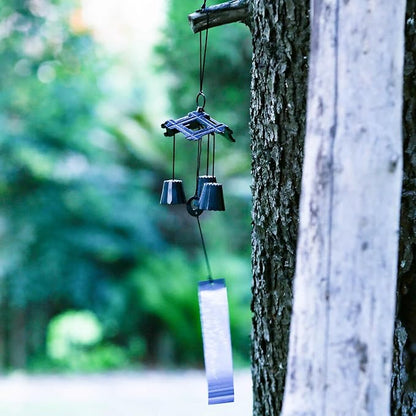 Japanese Wind Chime Cast-Iron Outdoor Ornament for Garden, Patio & Balcony, Hanging Metal Wind-Bell Decoration Gift, Blessing Pendant Windchimes, Traditional Classic Style - Trio - Ancient Well