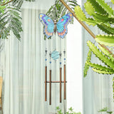 Taman Wind Chimes, 40" Butterfly Glass Wind Chime Colourful Wings Decorative Valentine's Day Gift Memorial Sympathy Gift Mom for Home, Outdoor, Yard, Patio,Garden Decor