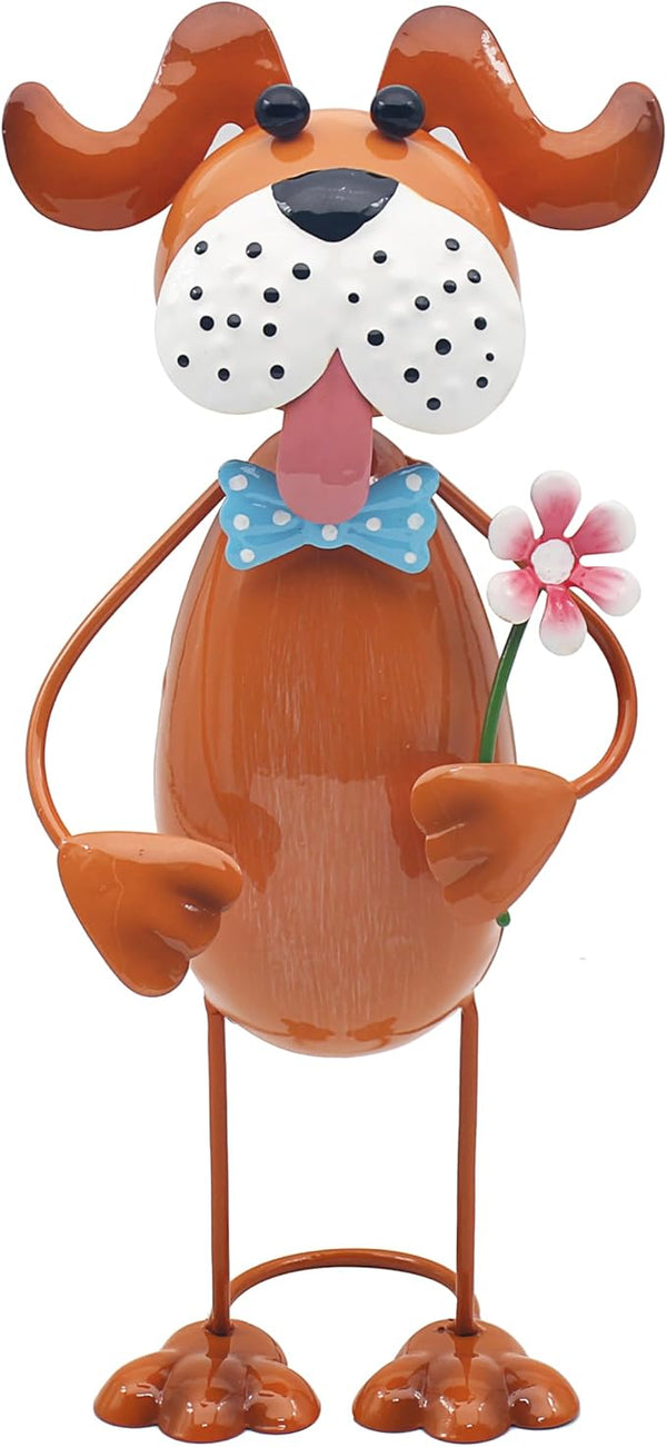Lesser & Pavey Bright Eyes Brown Dog Garden Decor Patio Yard Lawn Decoration Ornament Statue
