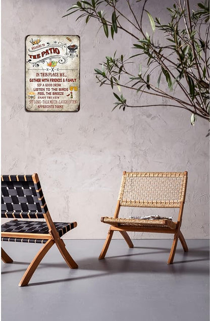 welcome to the patio sign Outdoor Living Porch Patio Deck Backyard Decor Bar Grill BBQ Decor 12x16 inch