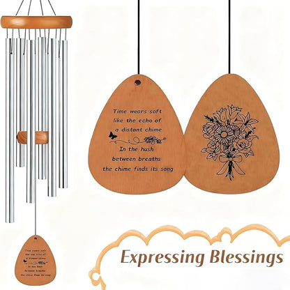 Wind Chimes for Outside, Soothing Melodic Memorial Sympathy Wind Chimes, Create a Zen Atmosphere Suitable Outdoor Garden Decor, Gift for Mom Neighbors Unisex(Silver)