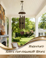 32" Memorial Wind Chimes Deep Tone Outdoor, C Major Tuned Aluminum Wind Chime with Gift Box & Envelope, Sympathy Wind Chime for Garden Decor Hanging, Heart Pendant, Bronze