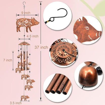 Pig Wind Chimes for Outside,Pig Farmhouse Memorial Gifts for Men/Women/Dad/Grandpa, Yard Outdoor Decor, Home Lawn Patio Garden Decoration (Pig)