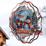 Christmas Wind Spinners Outdoor - Xmas Gifts for Women Mom Men, 3D Cute Snowman Santa Winter Wind Spinner for Yard Garden Decor, Hanging Kinetic Metal Wind Spinners 12 Inch