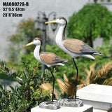 Garden Statues 2PCS Wooden Seabird Standing Bird Mediterranean Style Retro Hand-Carved Bird Statue Desktop Ornament Indoor Decoration Yard Ornaments Decor