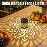 Solar Mandala Fence Lights, Decorative Solar Mandala Lights, Waterproof LED Decorative Lighting for Garden Post Patio Backyard Yard Art Decor