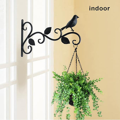 JIALAI HOME Hanging Plants Bracket 12" Bird Planter Outdoor Hooks Hangers for Flower Baskets Pot Bird Feeder Wind Chimes Lanterns Patio Garden Outdoor Indoor Metal Black, 4 Packs