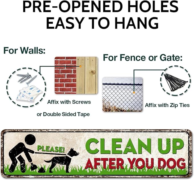 Please Clean Up After You Dog Sign - Vintage Funny Metal Tin Sign for Indoor or Outdoor Use Garden Yard Signs 4x16 Inch