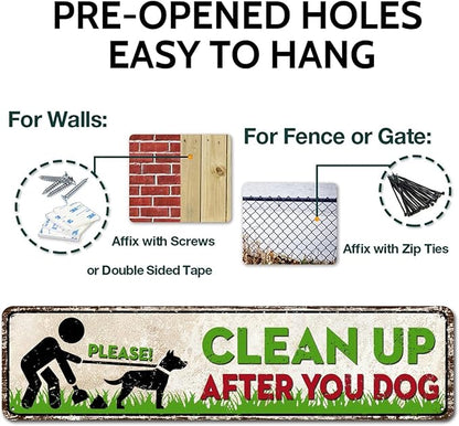 Please Clean Up After You Dog Sign - Vintage Funny Metal Tin Sign for Indoor or Outdoor Use Garden Yard Signs 4x16 Inch