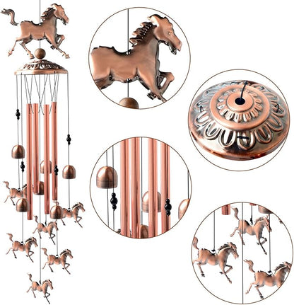 Horse Gifts for Women Mom Wind Chimes for Outside Clearance Copper Windchimes Patio Decor House Warming Gifts Outdoor Garden Decor for Porch Yard Decorations
