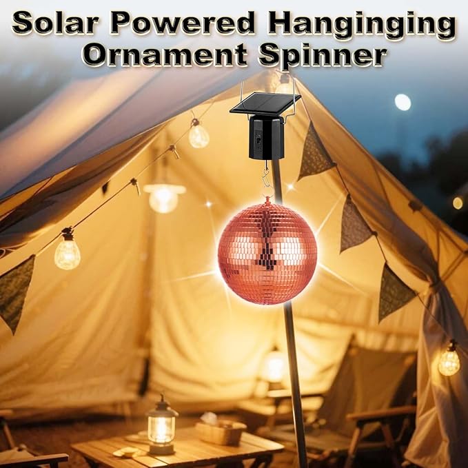 Solar Powered Wind Spinner Motor, Mobile Rotating Motor, Small Automatic Turner for Wind Chimes, Hanging Garden Spinners, Hanging Display Art Ornaments for Outdoor