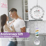 Happy Anniversary Suncatcher Gifts for Wife, Sun Catcher Wedding Gift for Couple, Hanging Crystal Sun Catcher Ornament for Window Rainbow Maker, Anniversary Romantic Gift Ideas for Girlfriend Women
