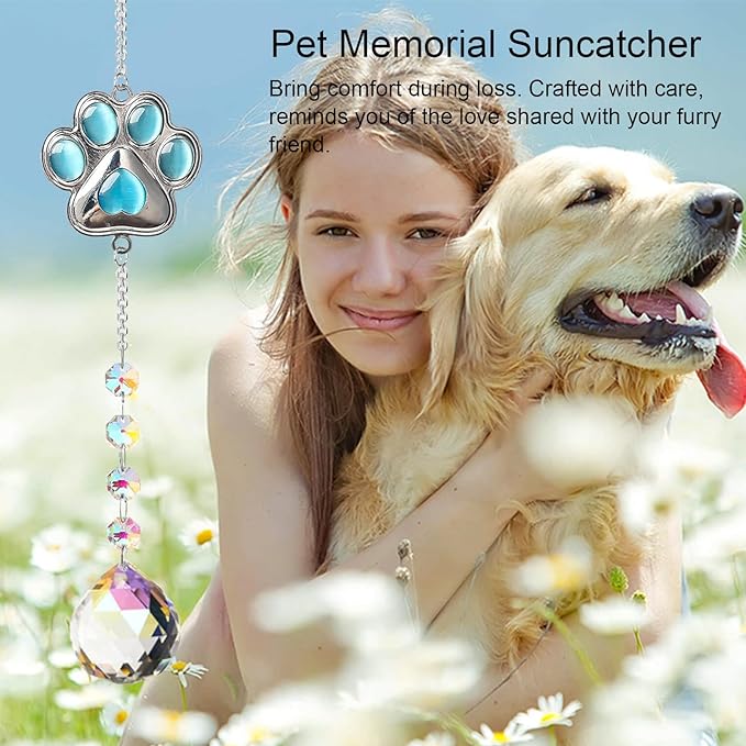 Dog Memorial Gifts for Loss of Dog, K9 Crystal Suncatcher Rainbow Maker Window Hanging Ornament for Pet Loss Sympathy Gift, Car Hanging Decoration, pet Christmas Ornament