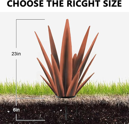 TOMBABY Enlarge Metal Plants Tequila Rustic Sculpture, Outdoor Patio Yard, Home Decor Hand Painted Agave Garden Statue, Outdoor Lawn Ornaments Yard Stakes for Mom Gift (1 Large coppery)