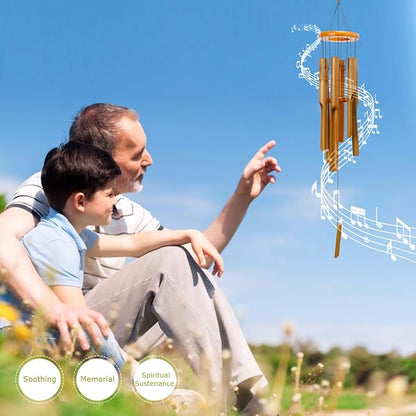 Afirst Bamboo Wind Chimes, 38" Wooden Windchimes for Outdoor Valentine's Day Gift Handcrafted Memorial Sympathy Gift for Garden, Patio, Home or Outdoor Decor