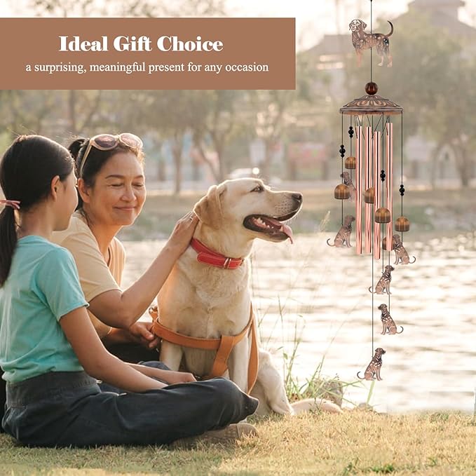 Dog Wind Chimes for Outside, Dog Windchimes Gifts for Grandma/Women Birthday Gifts,Outdoor/Indoor Metal Wind Chime for Garden,Home, Lawn, Porch, Yard (35")