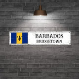 Personalized Barbados Street Sign Barbados Flag Metal Sign Capital City of Barbados Metal Sign Road Wall Art Rustic Country City Indoor & Outdoor Decor for Home Man Cave Door Porch Garden 18x4in