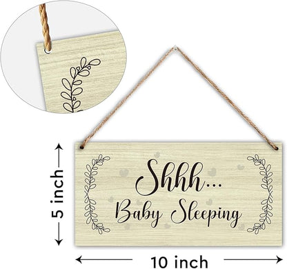 Wood Hanging Decor Sign, Do Not Disturb, Baby Sleeping Sign, Rustic Wood Front Door Plaque Wall Art Decor Gift, 10" x 5" Wood Decor Hanging Sign for Porch Yard Home Bedroom Farmhouse House Outdoor-13